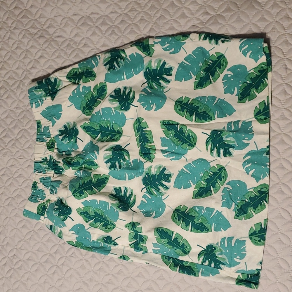 Linen J. Crew Womens Skirt with Monstera leaves XS